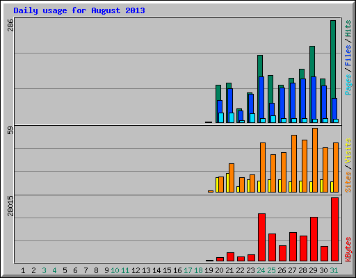 Daily usage for August 2013