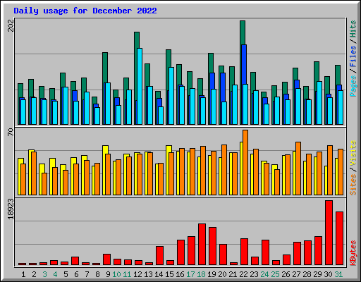 Daily usage for December 2022