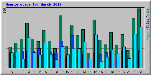 Hourly usage for March 2019
