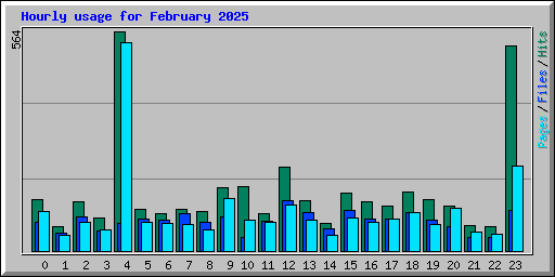 Hourly usage for February 2025